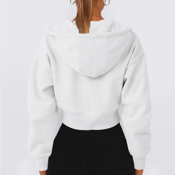 Zip Up Long Sleeve Hooded Cropped Jacket - Picture 13 of 15